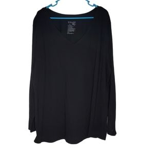Terra & Sky Womens Black Long Sleeve Shirt - 3X